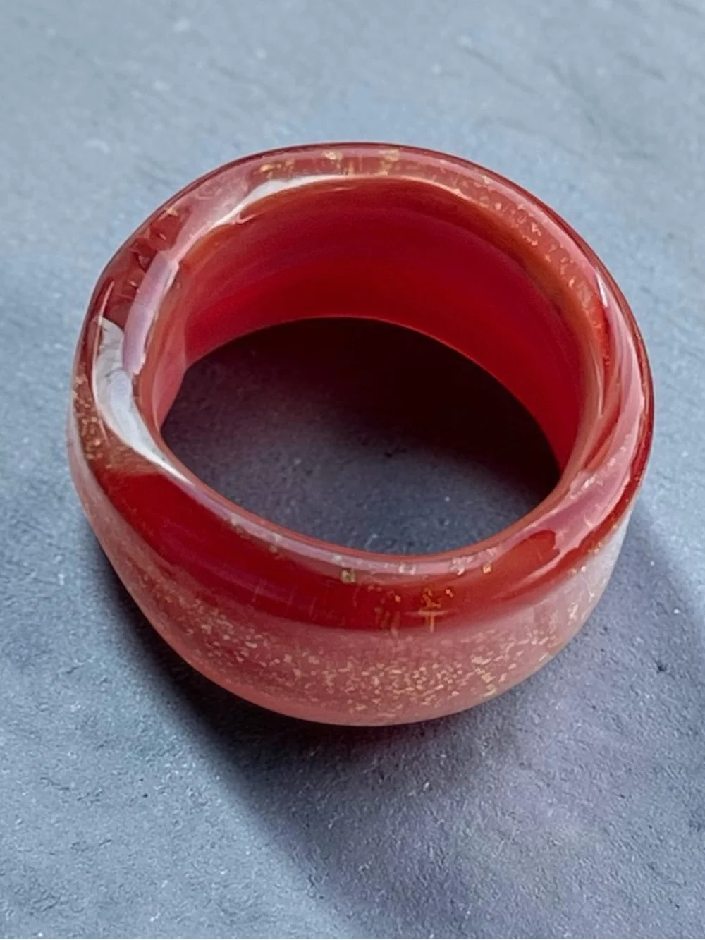 Vintage Translucent Orange Glitter Resin Statement Ring Size 7